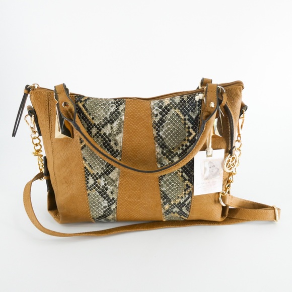 Jessica Simpson Handbags - Jessica Simpson | Women’s Two Tone Snakeskin Tote Bag, Brown, OS NWT